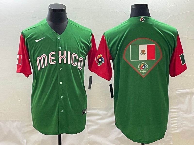 Men 2023 World Cub Mexico Blank green Nike MLB Jersey1